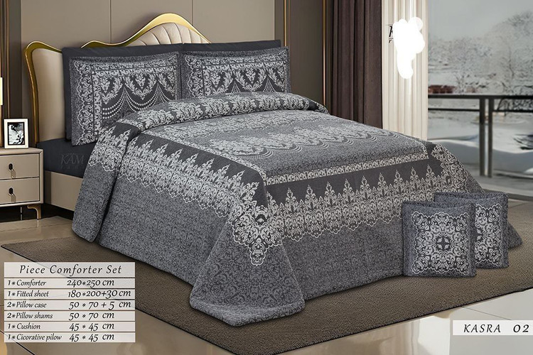 روتختی مخمل طوسی هشت تکه دونفره لوکس