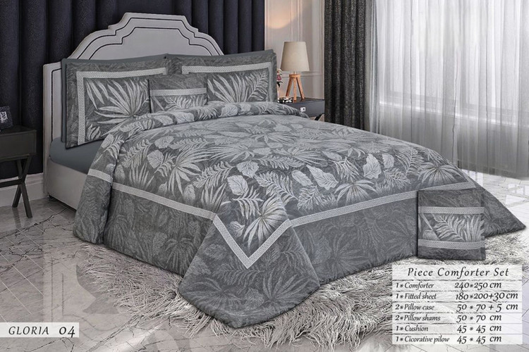 روتختی مخمل طرح برگ طوسی